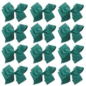 12pc Baby Girls Teens Women Solid 8" Hair Bows